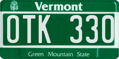 VT license plate OTK330