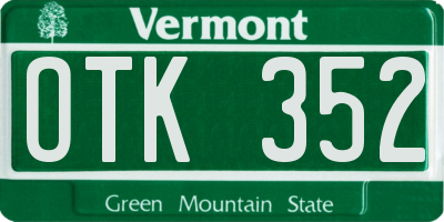 VT license plate OTK352
