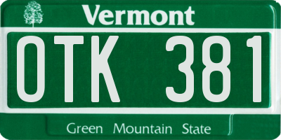 VT license plate OTK381