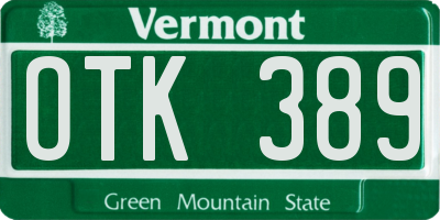 VT license plate OTK389