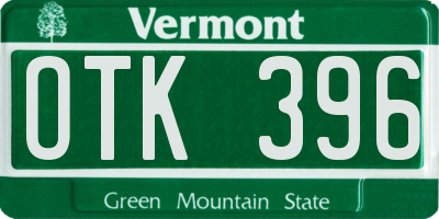 VT license plate OTK396