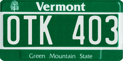 VT license plate OTK403