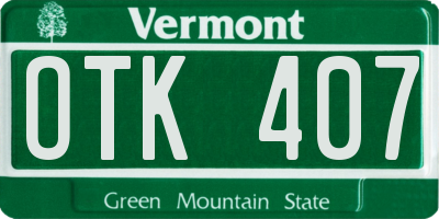 VT license plate OTK407