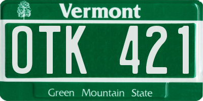 VT license plate OTK421