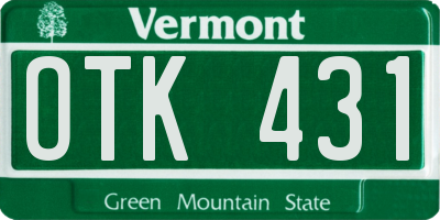 VT license plate OTK431