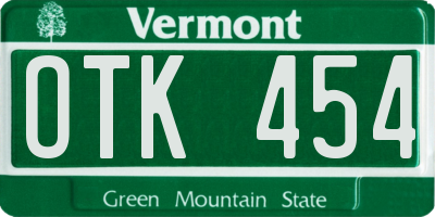 VT license plate OTK454