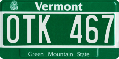 VT license plate OTK467