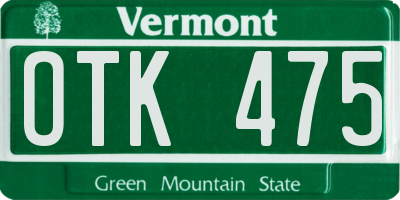 VT license plate OTK475