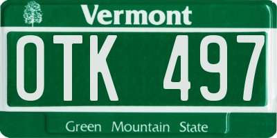 VT license plate OTK497