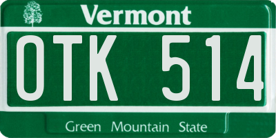 VT license plate OTK514
