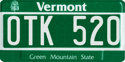 VT license plate OTK520