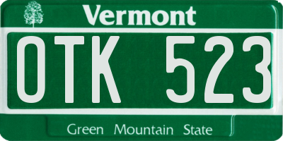 VT license plate OTK523