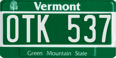 VT license plate OTK537