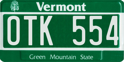 VT license plate OTK554