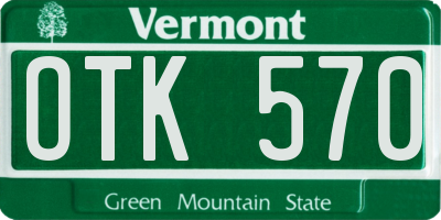 VT license plate OTK570