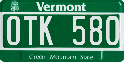 VT license plate OTK580