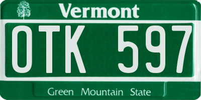 VT license plate OTK597