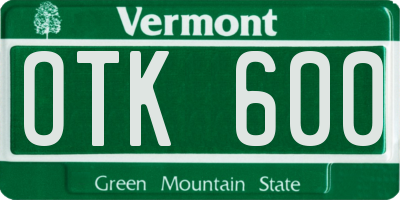 VT license plate OTK600