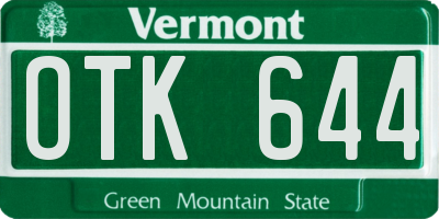VT license plate OTK644