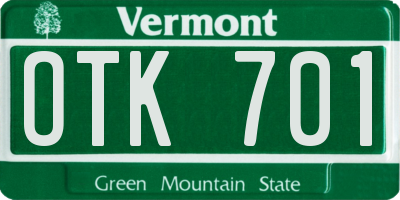 VT license plate OTK701