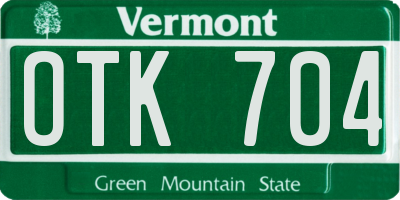 VT license plate OTK704