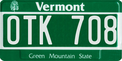 VT license plate OTK708