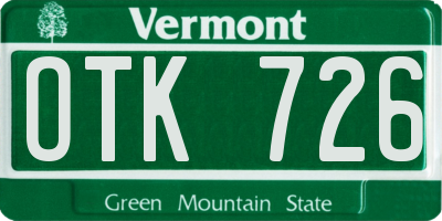 VT license plate OTK726