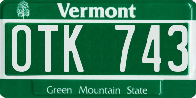 VT license plate OTK743