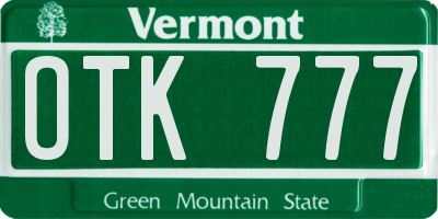 VT license plate OTK777