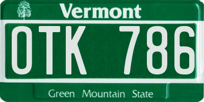 VT license plate OTK786