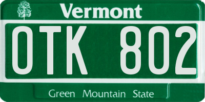 VT license plate OTK802