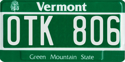 VT license plate OTK806