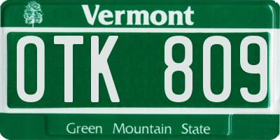 VT license plate OTK809