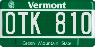 VT license plate OTK810