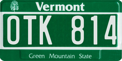 VT license plate OTK814