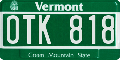 VT license plate OTK818
