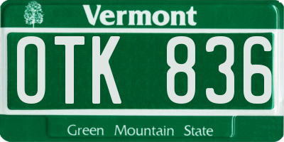 VT license plate OTK836