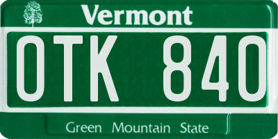 VT license plate OTK840