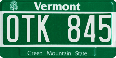 VT license plate OTK845