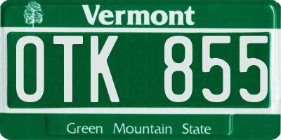 VT license plate OTK855