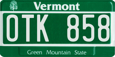 VT license plate OTK858