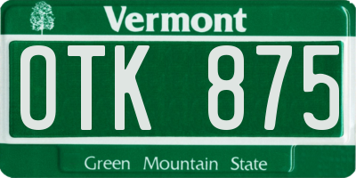 VT license plate OTK875