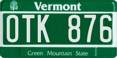 VT license plate OTK876