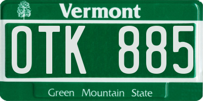 VT license plate OTK885