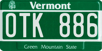 VT license plate OTK886