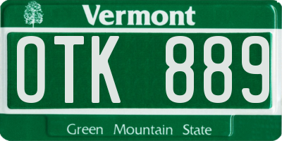 VT license plate OTK889