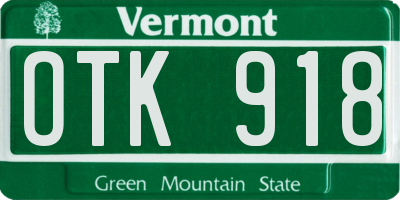 VT license plate OTK918