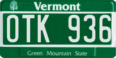 VT license plate OTK936