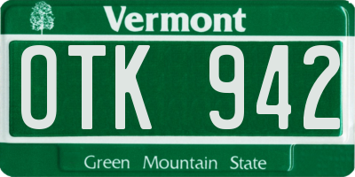VT license plate OTK942