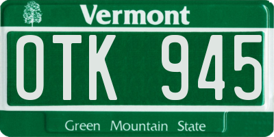 VT license plate OTK945